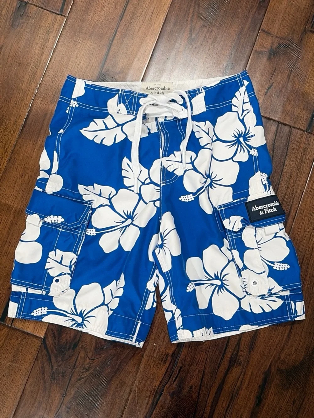 Abercrombie & Fitch Royal Blue and White Floral Swim Shorts
